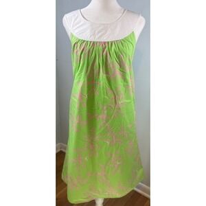 Lilly Pulitzer Adriana Dress Size 10 Coral Me Crazy Green Pink Cotton Lined